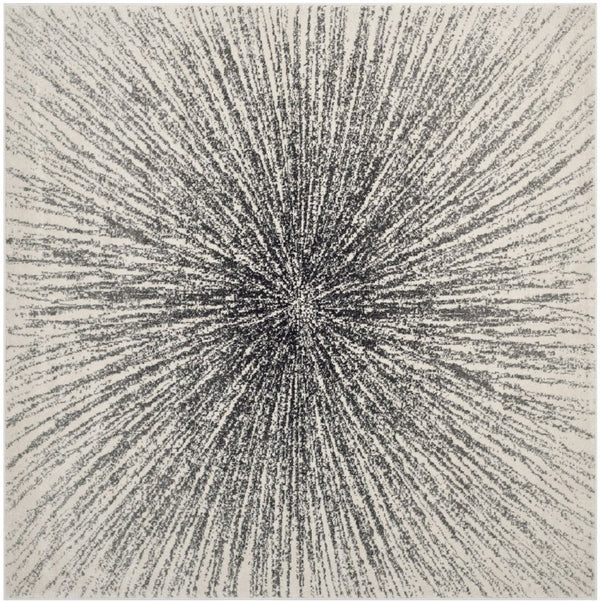 Safavieh Evoke Power Loomed Polypropylene Square Area Rug in Graphic Black Ivory Pattern EVK228K-3SQ