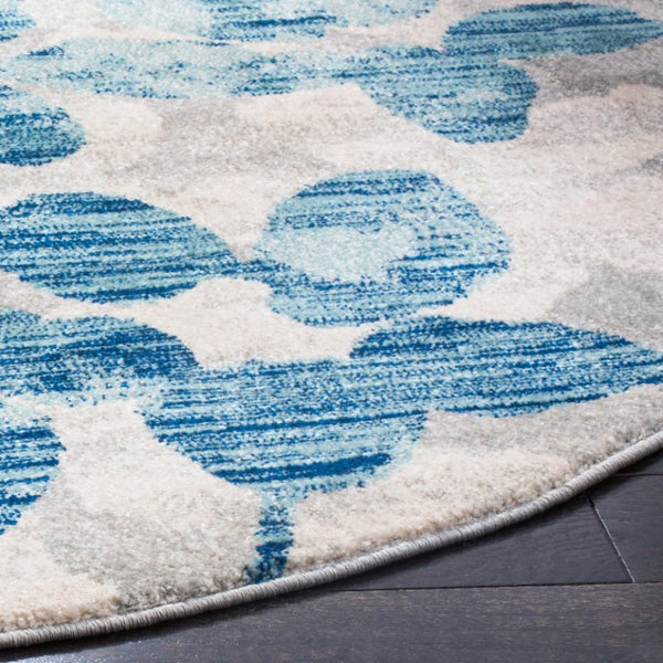 Safavieh Evoke Polypropylene Area Rug Power Loomed in Turkey for Transitional Living Spaces Grey Light Blue Round EVK236J-3R