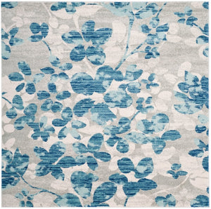 Safavieh Evoke Polypropylene Area Rug Power Loomed in Turkey for Transitional Living Spaces Grey Light Blue Square EVK236J-3SQ