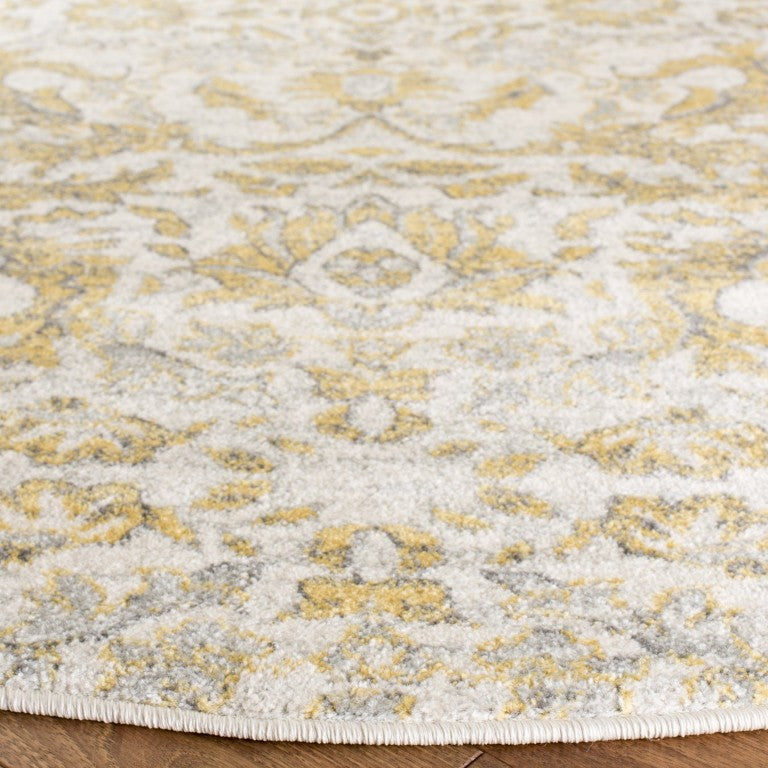 Safavieh Evoke Round Ivory Gold Polypropylene Rug Turkish Traditional Pattern Bedroom Accent EVK238S-3R