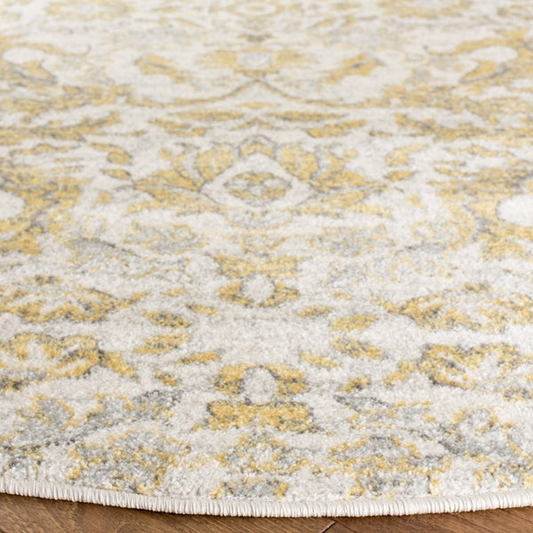 Safavieh Evoke Round Ivory Gold Polypropylene Rug Turkish Traditional Pattern Bedroom Accent EVK238S-3R