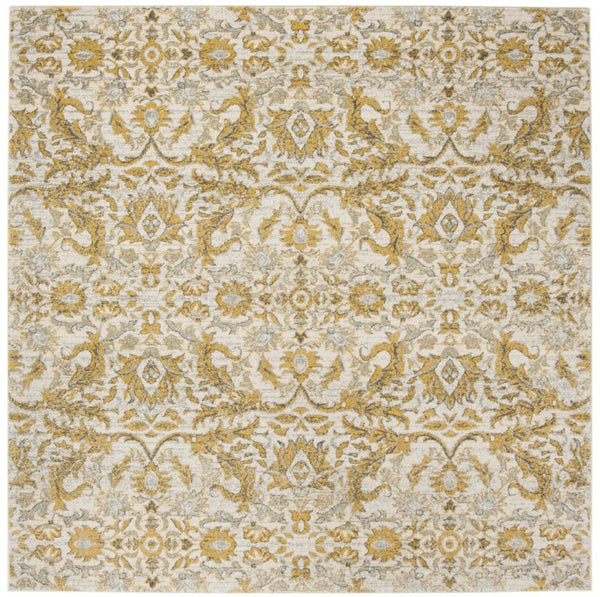 Safavieh Evoke Power Loomed Polypropylene Area Rug Soft Ivory Gold Solid Low Pile Turkish Weave EVK238S-3SQ