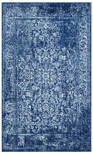 Safavieh Evoke Navy Ivory Round Area Rug — Turkish Power-Loomed Traditional Oriental Design, Durable Low-Profile 8'-0" x 8'-0" EVK256A-8R