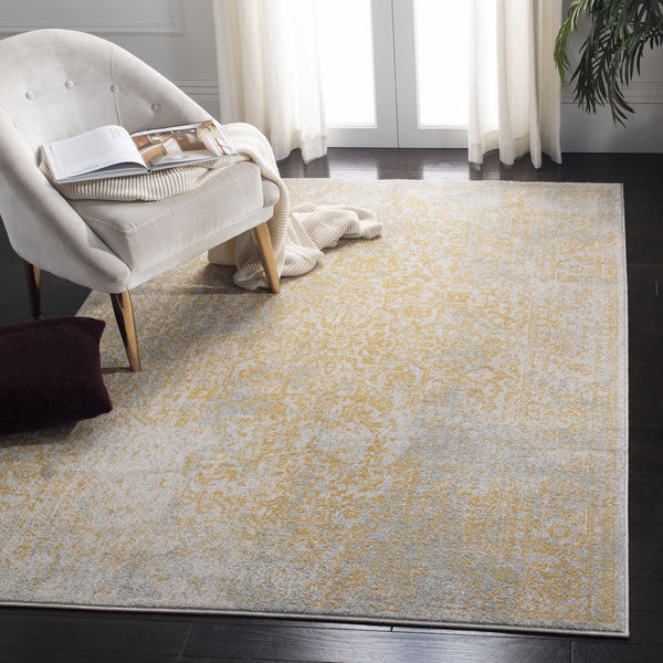 Safavieh Evoke Round Ivory And Gold Transitional Area Rug — Power-Loomed In Turkey, Durable Soft Pile Elegance 3'-0" x 3'-0" EVK256B-3R