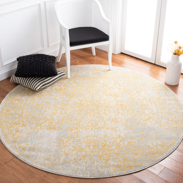 Safavieh Evoke Round Ivory And Gold Transitional Area Rug — Power-Loomed In Turkey, Durable Soft Pile Elegance 3'-0" x 3'-0" EVK256B-3R