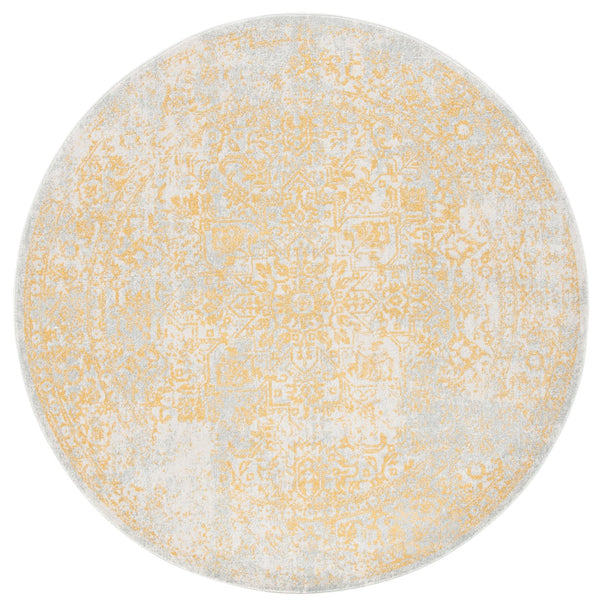 Safavieh Evoke Round Ivory And Gold Transitional Area Rug — Power-Loomed In Turkey, Durable Soft Pile Elegance 3'-0" x 3'-0" EVK256B-3R
