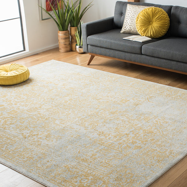 Safavieh Evoke Round Ivory And Gold Transitional Area Rug — Power-Loomed In Turkey, Durable Soft Pile Elegance 3'-0" x 3'-0" EVK256B-3R