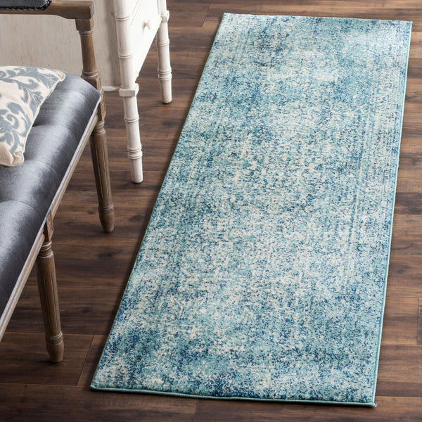 Safavieh Evoke Blue Ivory Transitional Area Rug From Turkey — Power-Loomed Durability With Low-Profile Plush Appeal 6'-0" x 8'-0" EVK256C-68
