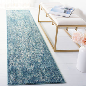 Safavieh Evoke Oval Area Rug In Blue And Ivory — Transitional Low-Profile Power-Loomed Design, Durable Turkish Craftsmanship 6'-0" x 8'-0" EVK256C-68OV