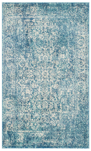 Safavieh Evoke Oval Area Rug In Blue And Ivory — Transitional Low-Profile Power-Loomed Design, Durable Turkish Craftsmanship 6'-0" x 8'-0" EVK256C-68OV