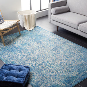 Safavieh Evoke Oval Area Rug In Blue And Ivory — Transitional Low-Profile Power-Loomed Design, Durable Turkish Craftsmanship 6'-0" x 8'-0" EVK256C-68OV
