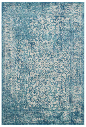 Safavieh Evoke Oval Area Rug In Blue And Ivory — Transitional Low-Profile Power-Loomed Design, Durable Turkish Craftsmanship 6'-0" x 8'-0" EVK256C-68OV