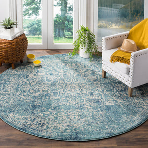 Safavieh Evoke Blue Ivory Transitional Area Rug From Turkey — Power-Loomed Durability With Low-Profile Plush Appeal 6'-0" x 8'-0" EVK256C-68