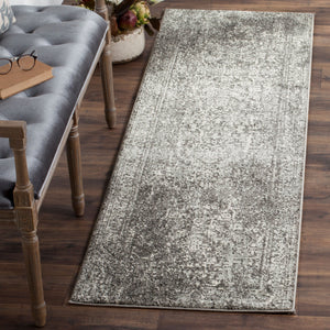 Safavieh Evoke Grey Ivory Area Rug — Low-Profile 3/8" Pile, Power-Loomed Polypropylene From Turkey, Modern Elegance 10'-0" x 10'-0" EVK256D-10SQ