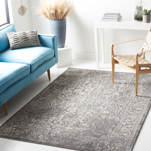 Safavieh Evoke Round Grey Ivory Area Rug From Turkey — Low-Profile 3/8" Pile, Durable Polypropylene Jute Blend 4'-0" x 4'-0" EVK256D-4R