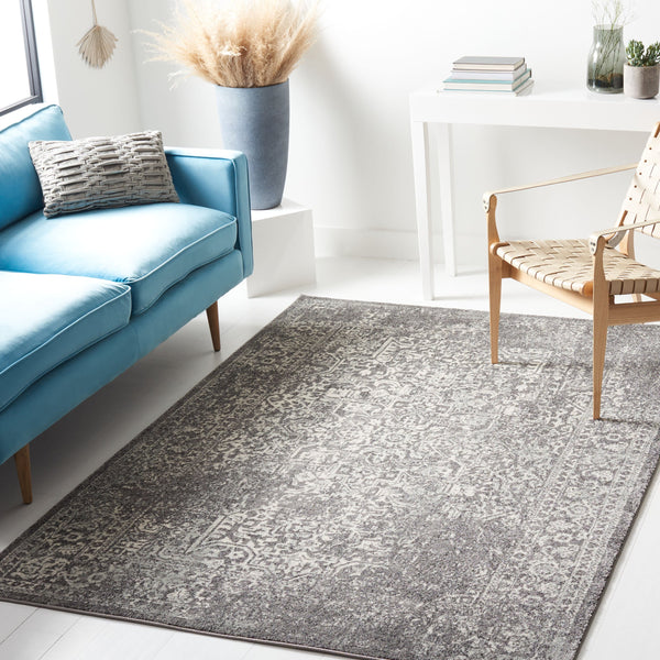 Safavieh Evoke Oval Rug In Grey Ivory — Transitional Low-Pile, Power-Loomed Turkey Construction, Durable Elegance 6'-0" x 8'-0" EVK256D-68OV