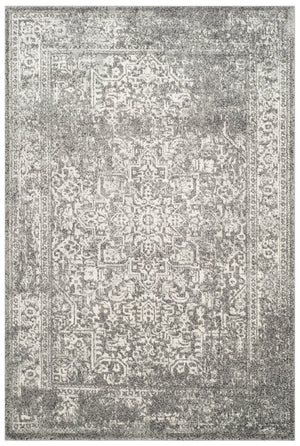 Safavieh Evoke Grey Ivory Area Rug — Low-Profile 3/8" Pile, Power-Loomed Polypropylene From Turkey, Modern Elegance 10'-0" x 10'-0" EVK256D-10SQ