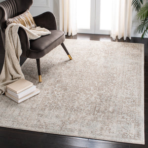 Safavieh Evoke Round Ivory Taupe Area Rug — Plush 3/8" Pile, Power-Loomed Transitional Distressed Elegance 8'-0" x 8'-0" EVK256E-8R