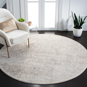 Safavieh Evoke Ivory Taupe Transitional Square Rug — Power-Loomed Turkey Floral & Geometric Design, Durable 8'-0" x 8'-0" EVK256E-8SQ