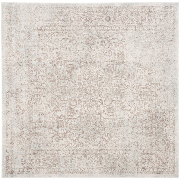 Safavieh Evoke Round Ivory Taupe Area Rug — Plush 3/8" Pile, Power-Loomed Transitional Distressed Elegance 8'-0" x 8'-0" EVK256E-8R