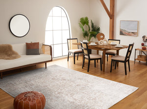 Safavieh Evoke Round Ivory Taupe Area Rug — Plush 3/8" Pile, Power-Loomed Transitional Distressed Elegance 8'-0" x 8'-0" EVK256E-8R
