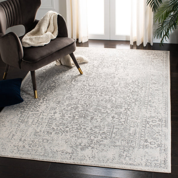 Safavieh Evoke Ivory Grey Power-Loomed Area Rug — Low-Profile, Durable Turkish Weave With Natural Jute Texture 6'-0" x 8'-0" EVK256F-68