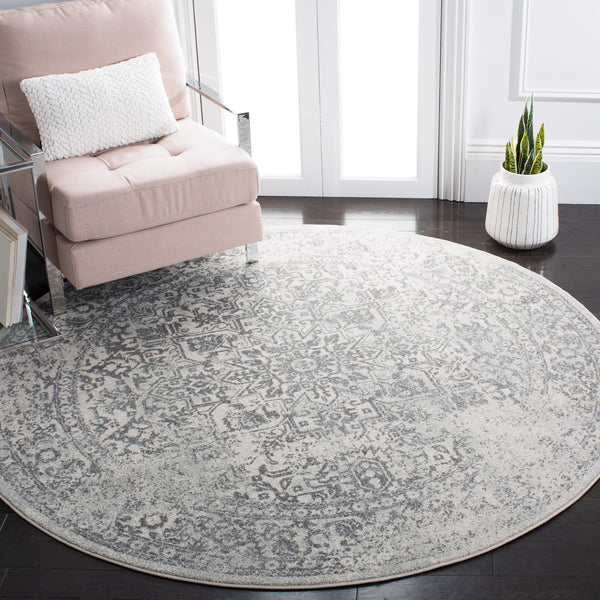 Safavieh Evoke Ornate Transitional Square Rug In Ivory And Grey — Low-Profile, Durable Turkish Power-Loomed Elegance 8'-0" x 8'-0" EVK256F-8SQ