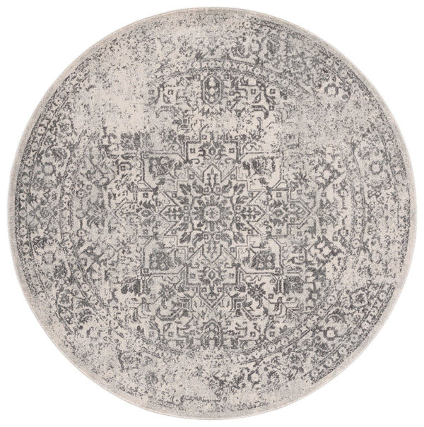Safavieh Evoke Oval Area Rug In Ivory And Grey — Low-Profile Turkish Power-Loomed Transitional Design 6'-0" x 8'-0" EVK256F-68OV