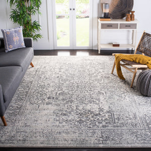 Safavieh Evoke Ornate Transitional Square Rug In Ivory And Grey — Low-Profile, Durable Turkish Power-Loomed Elegance 8'-0" x 8'-0" EVK256F-8SQ