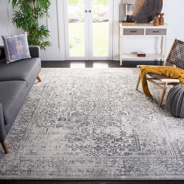 Safavieh Evoke Transitional Power-Loomed Runner Rug In Ivory And Grey — Durable, Low-Pile, Elegant Hallway Accent 2'-2" x 21'-0" EVK256F-221