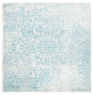 Safavieh Evoke Round 8' X 8' Ivory Aqua Area Rug — Turkish Power-Loomed, Low-Profile 3/8" Pile, Durable Style EVK256J-8R