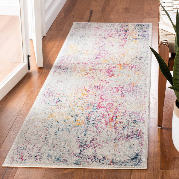 Safavieh Evoke Ivory And Fuchsia Area Rug — Low-Profile Transitional Power-Loomed Design For Durability And Comfort 6'-0" x 8'-0" EVK256Q-68