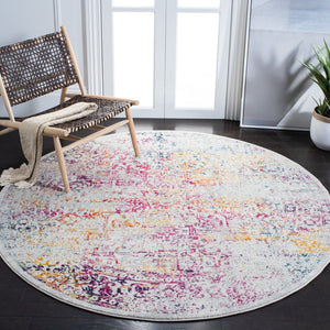 Safavieh Evoke Ivory And Fuchsia Oval Rug — Power-Loomed Turkey Transitional Design, Durable Cushioned Pile 6'-0" x 8'-0" EVK256Q-68OV