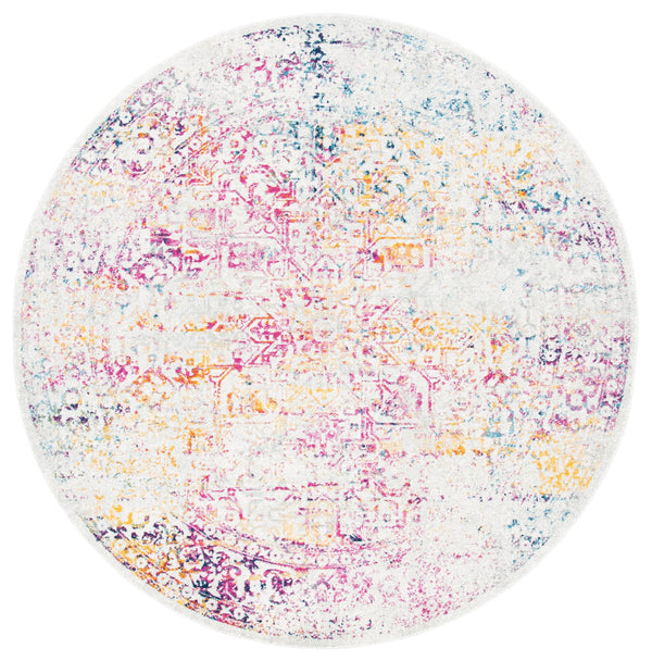 Safavieh Evoke Ivory And Fuchsia Area Rug — Low-Profile Transitional Power-Loomed Design For Durability And Comfort 6'-0" x 8'-0" EVK256Q-68
