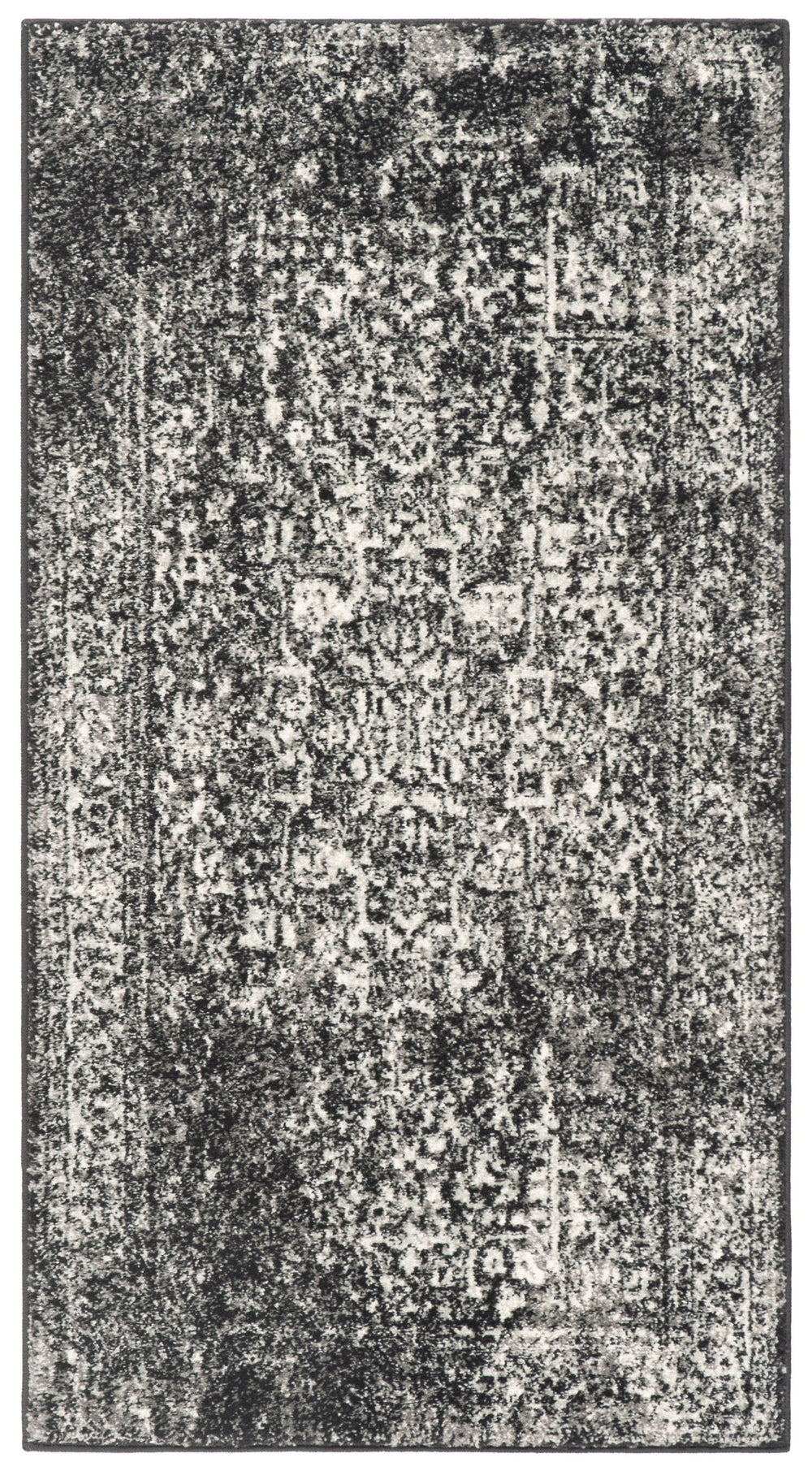Safavieh Evoke Square Area Rug - Power-Loomed Turkish Black & Grey Transitional Design, Durable Texture 3'-0" x 3'-0" EVK256R-3SQ