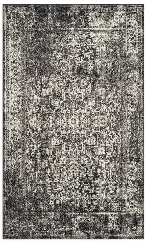 Safavieh Evoke Square Area Rug - Power-Loomed Turkish Black & Grey Transitional Design, Durable Texture 3'-0" x 3'-0" EVK256R-3SQ