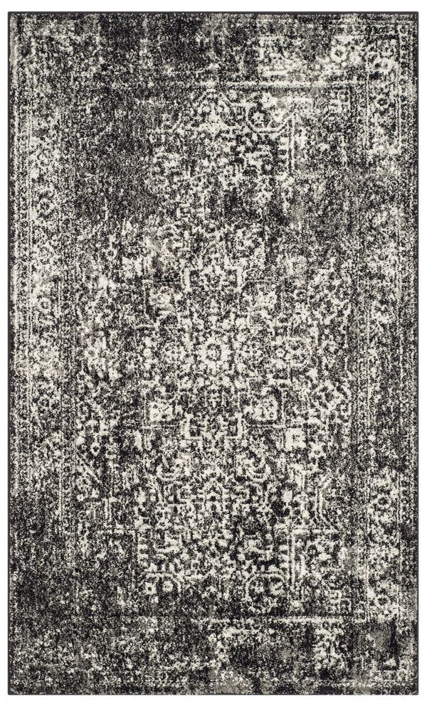 Safavieh Evoke Square Area Rug - Power-Loomed Turkish Black & Grey Transitional Design, Durable Texture 3'-0" x 3'-0" EVK256R-3SQ