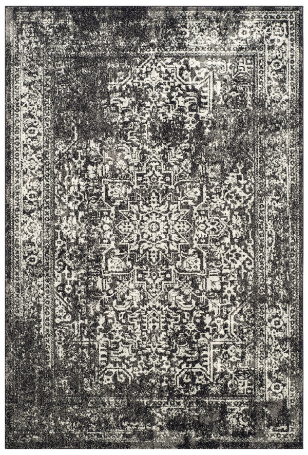 Safavieh Evoke Square Area Rug - Power-Loomed Turkish Black & Grey Transitional Design, Durable Texture 3'-0" x 3'-0" EVK256R-3SQ