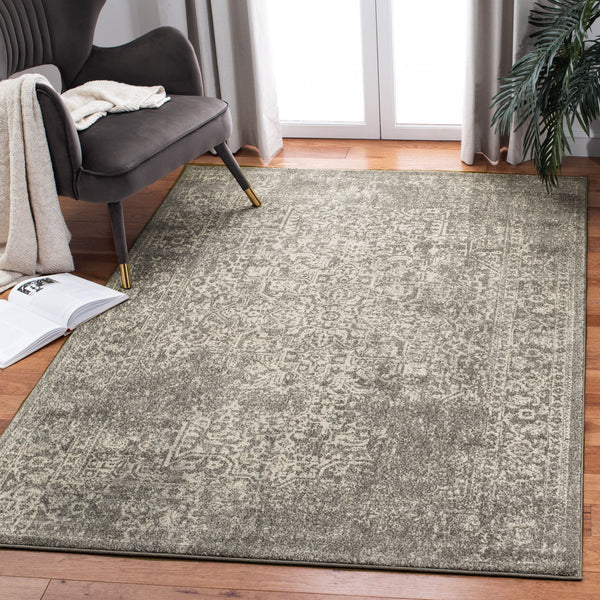 Safavieh Evoke Transitional Silver Ivory Area Rug — Power-Loomed Turkish Durability, Low-Profile Comfort 6'-0" x 8'-0" EVK256S-68
