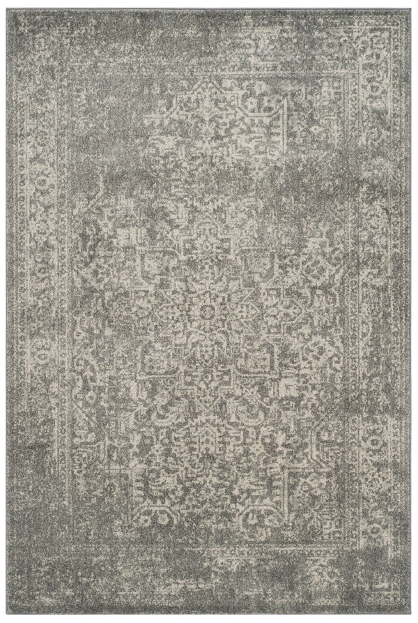 Safavieh Evoke Oval Area Rug In Silver Ivory — Transitional Low-Pile Power-Loomed Turkish Blend Rug 8Ft 6'-0" x 8'-0" EVK256S-68OV