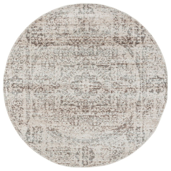 Safavieh Evoke Traditional Power Loomed Polypropylene Area Rug in Ivory Silver Tones 6'-7" x 6'-7" - Round EVK260A-7R