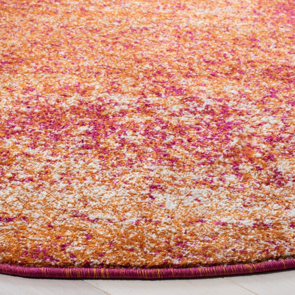 Safavieh Evoke Round Polypropylene Area Rug in Ivory and Orange for Bohemian Modern Spaces EVK272P-3R