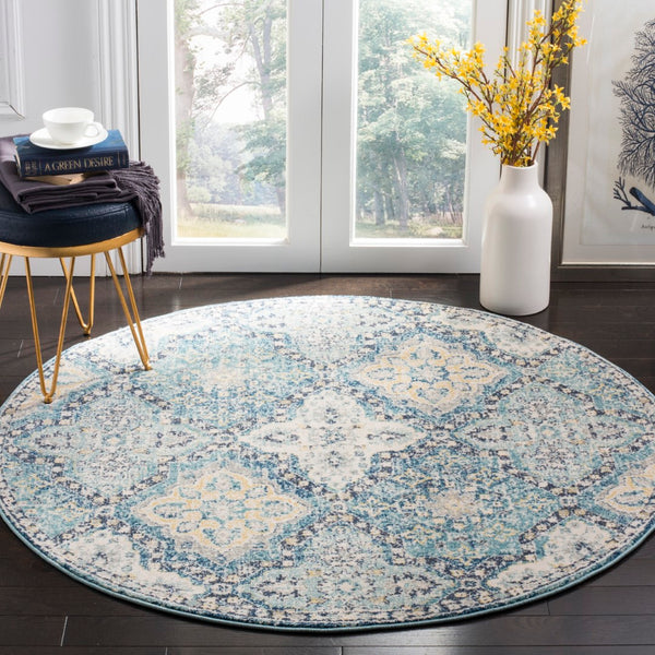 Safavieh Evoke 274 Power Loomed  Rug Light Blue / Ivory EVK274C-5R