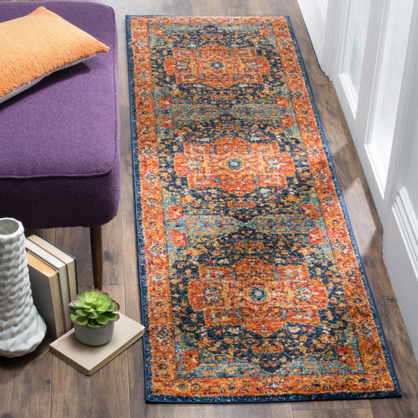 Safavieh Evoke 275 Power Loomed  Rug Blue / Orange EVK275C-27