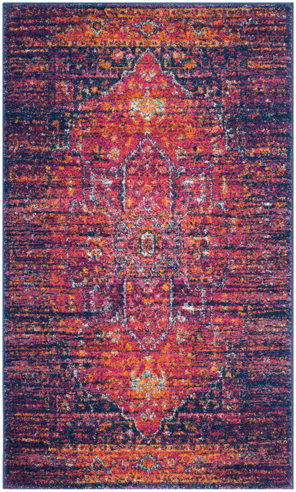 Safavieh Evoke 275 Power Loomed  Rug Blue / Fuchsia EVK275F-3