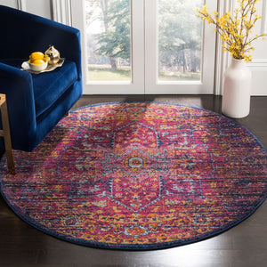 Safavieh Evoke 275 Power Loomed  Rug Blue / Fuchsia EVK275F-5R