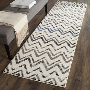 Safavieh Evoke Cream/Blue Runner Area Rug - Stylish 2'3"X8' Chevron Design For Hallways - Durable & Elegant Cream ,Blue 66% Polypropylene 27% Jute 5% Polyester 2% Cotton Evk498d-28