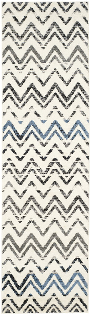Safavieh Evoke Cream/Blue Runner Area Rug - Stylish 2'3"X8' Chevron Design For Hallways - Durable & Elegant Cream ,Blue 66% Polypropylene 27% Jute 5% Polyester 2% Cotton Evk498d-28