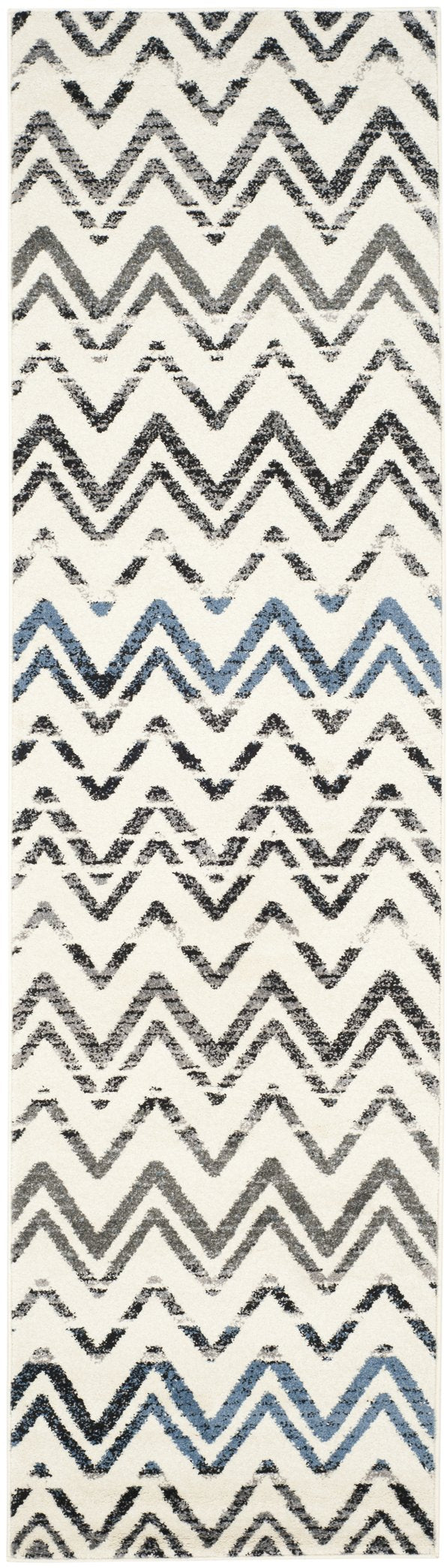 Safavieh Evoke Cream/Blue Runner Area Rug - Stylish 2'3"X8' Chevron Design For Hallways - Durable & Elegant Cream ,Blue 66% Polypropylene 27% Jute 5% Polyester 2% Cotton Evk498d-28