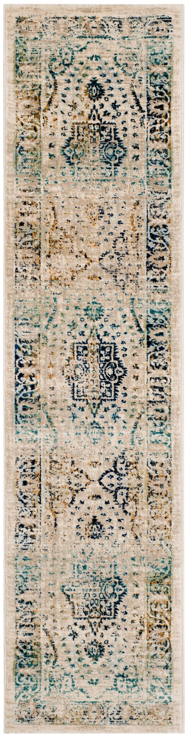 Safavieh Evoke 2' X 8' Beige And Turquoise Runner Rug - Elegant Power Loomed Design For Timeless Home Decor Beige ,Turquoise 66% Polypropylene 27% Jute 5% Polyester 2% Cotton Evk509f-28